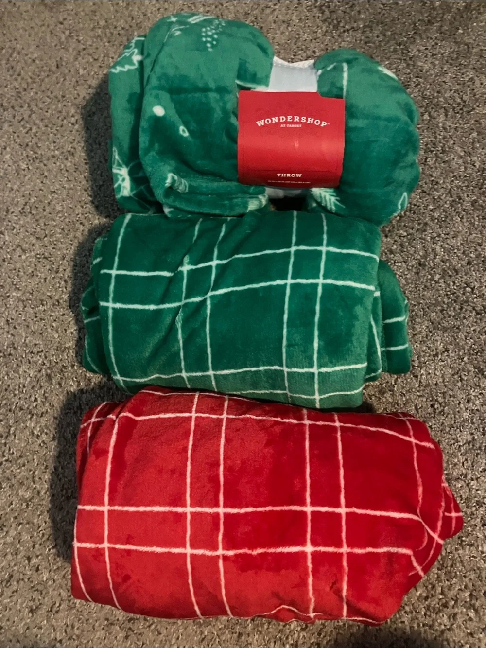 Wondershop Red & Green Holiday Plush Throw Blankets